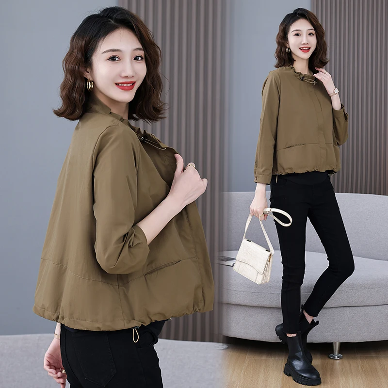 

Женская повседневная свободная верхняя одежда, весна-осень 2023, новая ветровка Jaet с застежкой-молнией, длинное свековое полиэфирное волокно