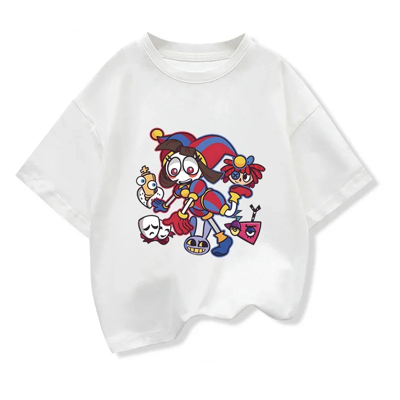 The Amazing Digital Circus Graphic Girls T-shirt 100%Cotton Anime Loose Short Sleeve Tshirt Casual Tees Children Summer Clothes