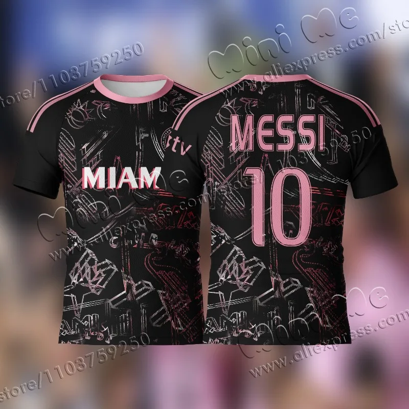 24-25 Summer New Hot Sale Messi Club Jersey 3d Printing Oversized Men's T-Shirt High Quality Children Adult Universal Size Tops