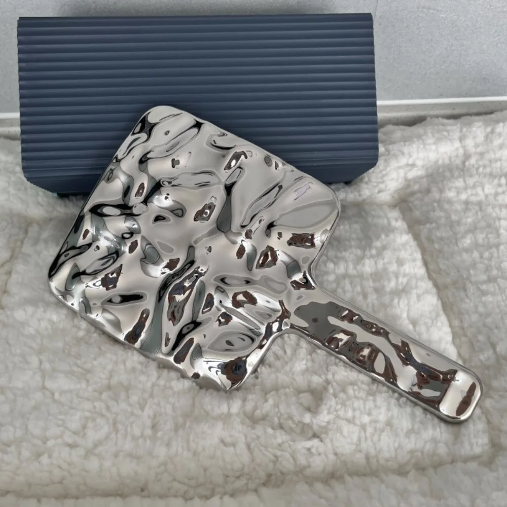 Reise-Make-up-Spiegel mit galvanisiertem Griff, quadratisch, HD Beauty-Make-up-Spiegel, kleiner runder Hand-Kosmetikspiegel für Damen