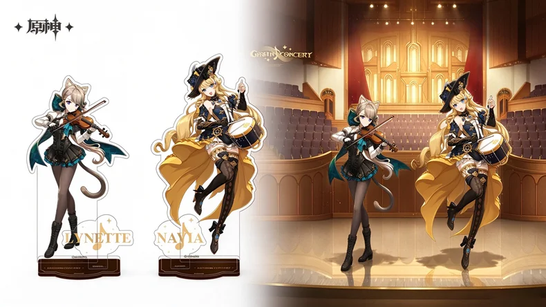 Genshin Impact Official Merch miHoYo Original WJZM Theme Series Badge Acrylic Stand Mouse Pad Lynette Navia DIY Gift