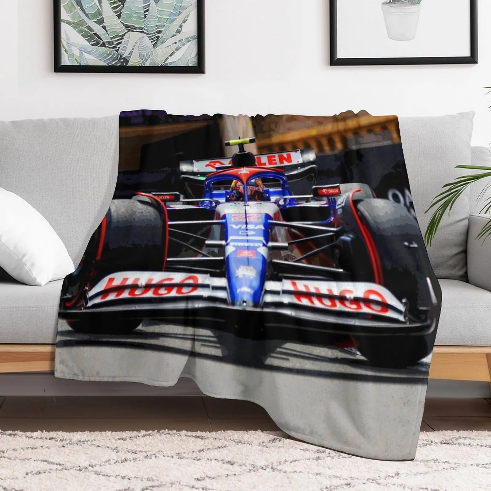 

Yuki Tsunoda racing his 2024 F1 car abstract Throw Blanket Thermal heavy to sleep valentine gift ideas Blankets