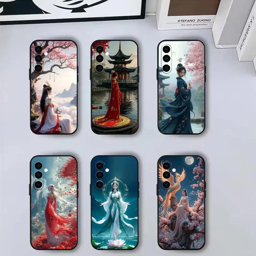 

A-Ancient S-Style beauty Phone Case For Samsung Galaxy A73,A72,A71,A70,A53,A52,A51,Others Soft Black Cover