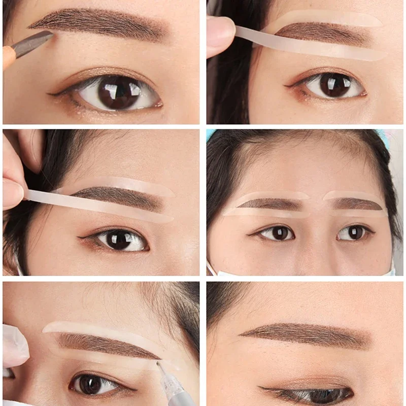 5 คู่ทิ้ง Microblading Eyebrow Shaping สติกเกอร์ลายฉลุ Brow Drawing ท่องเที่ยวเสริมแม่แบบเครื่องมือแต่งหน้าอุปกรณ์เสริม