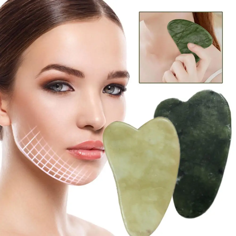 Natural Jade Gua Sha Stone Beauty Scraping Massage Tools Body Neck Massager for Face, Neck, Eye, Body Relaxation & Acupoint Care
