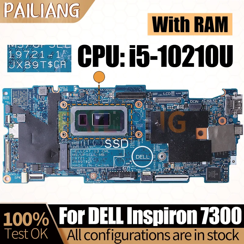 

For DELL Inspiron 7300 Notebook Mainboard Laptop 19721-1 SRGKY i5-10210U With RAM Mainboard Full Tested