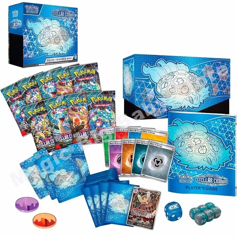 الأصلي حقيقية البوكيمون التجارة بطاقات PTCG ألعاب أنيمي النسخة الأمريكية الإنجليزية SV7 الداعم حزمة ممتازة تاج ETB صندوق المدرب هدية