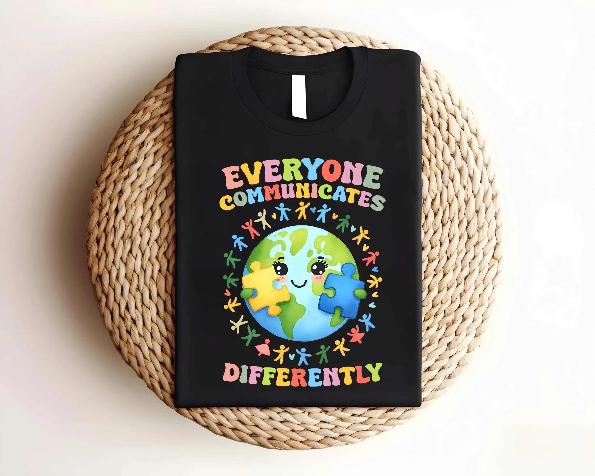 Everyone Communicates Differently T Shirt Autism Awareness Teacher Month Acceptance