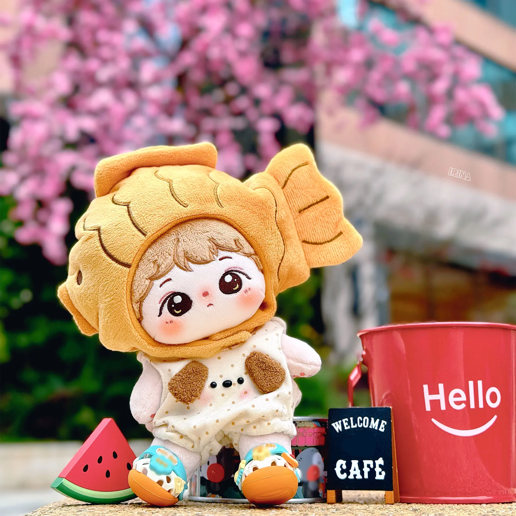 

20cm Cute Cotton Doll Clothes,Fish Hat for Dolls,Kawaii Dress Up DIY Outfit Changing Dressing Doll Game for Girls Gifts
