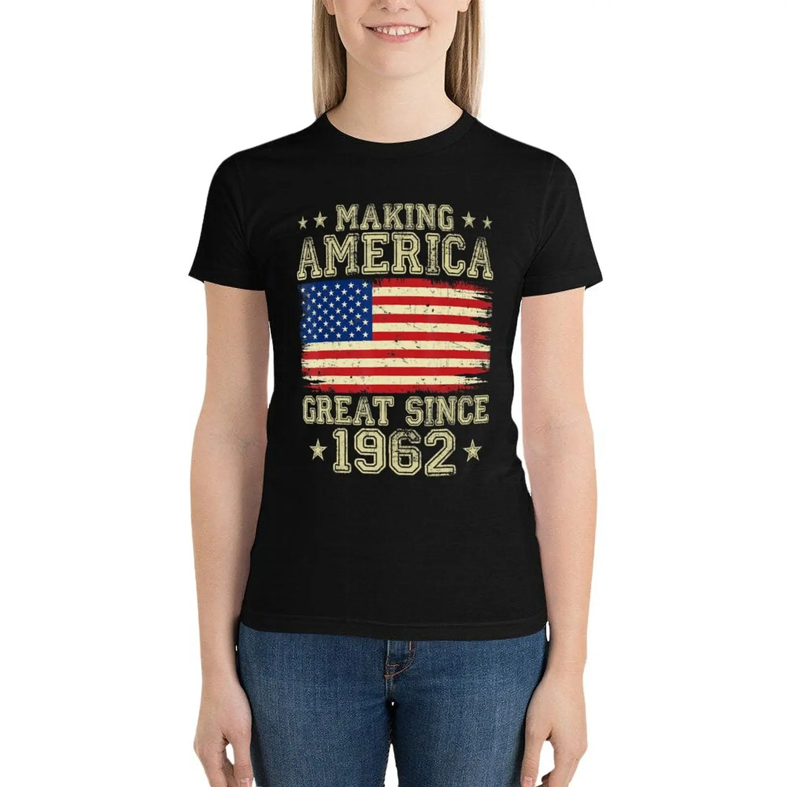 Making America Great Since 1962 USA Flag Retro 60th Birthday T-Shirt Blouse Aesthetic clothing anime clothes Women's t-shirt