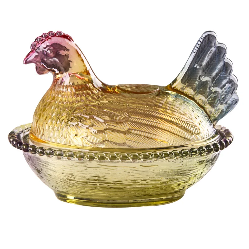 Glass Hen Fruit Bowl Elegant Service Board Centerpiece Living Room Dining Table Home Display Her Party Christmas Gift view 5