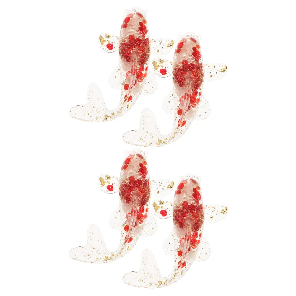 

4 Pcs Crystal Koi Ornaments Mini Realistic Fish Statue Decor Home Office Aquarium Tank Accessories Small Figure Household Fake