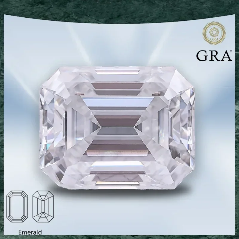 

Moissanite Stone Emerald Cut Highest Grade Super White D Color VVS1 Top Charms Jewelry Making Materials with Certificate