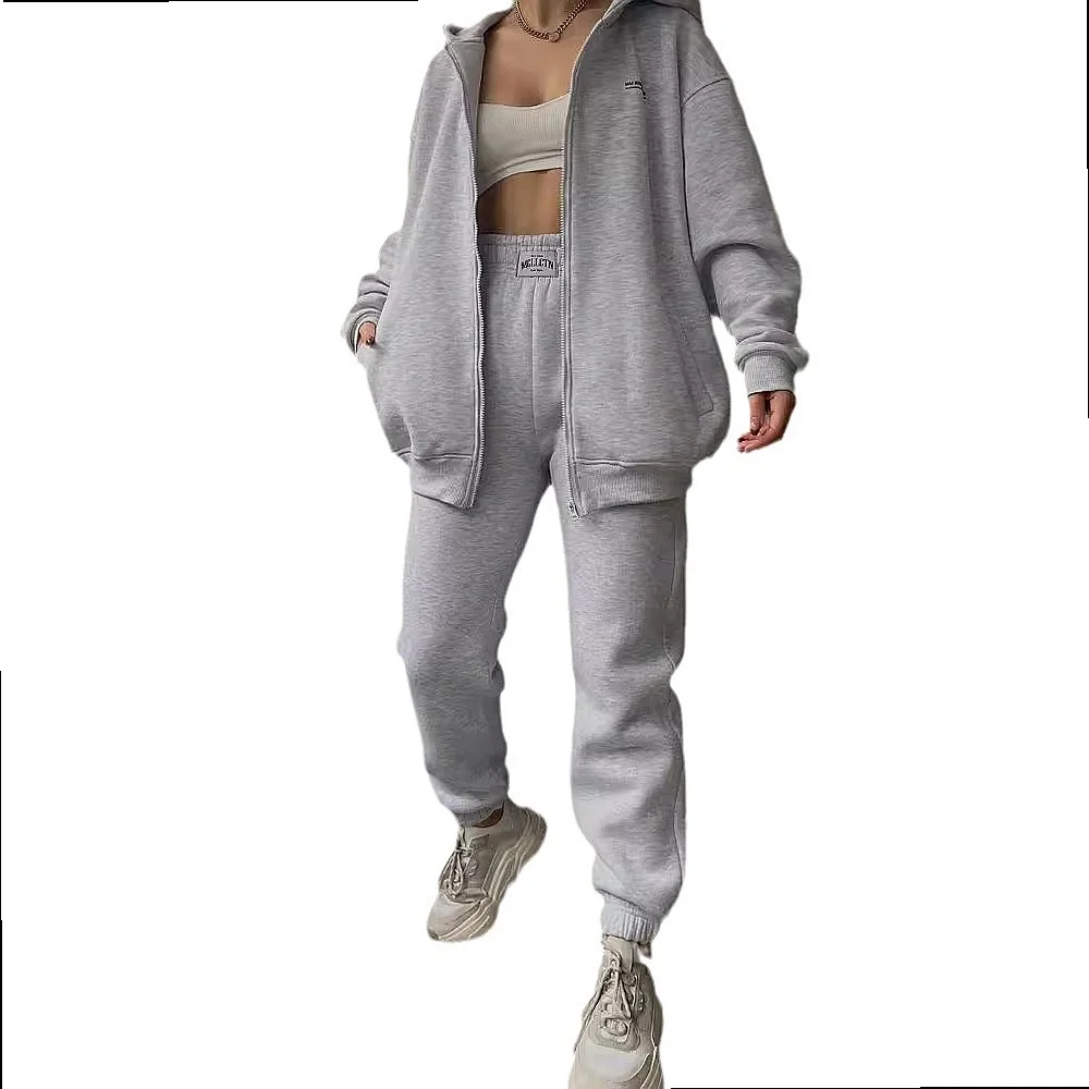 Long Sleeve Hoodie Sweatshirt Pants Set Women Casual Tracksuit Matching Set Fleece Lined Tops Joggers - view 5