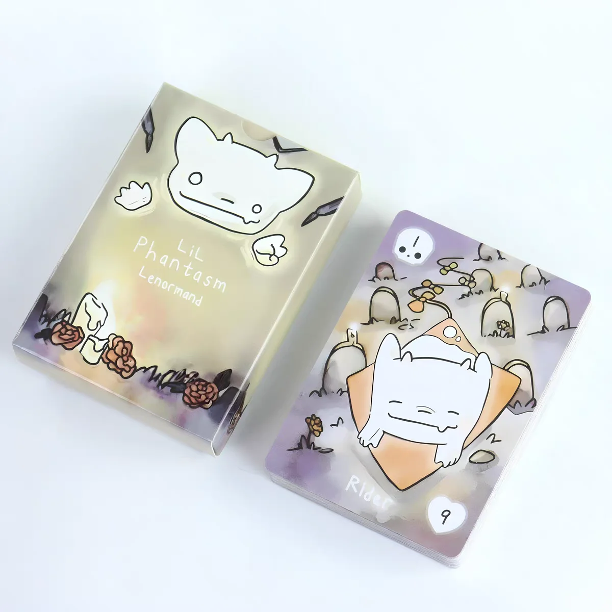 Lil Phantasm Lenormand Deck 9*6,5cm Niedliches Geister-Themen-Orakel mit 36 Karten Einzigartige Künstlerische Wahrsagekarten