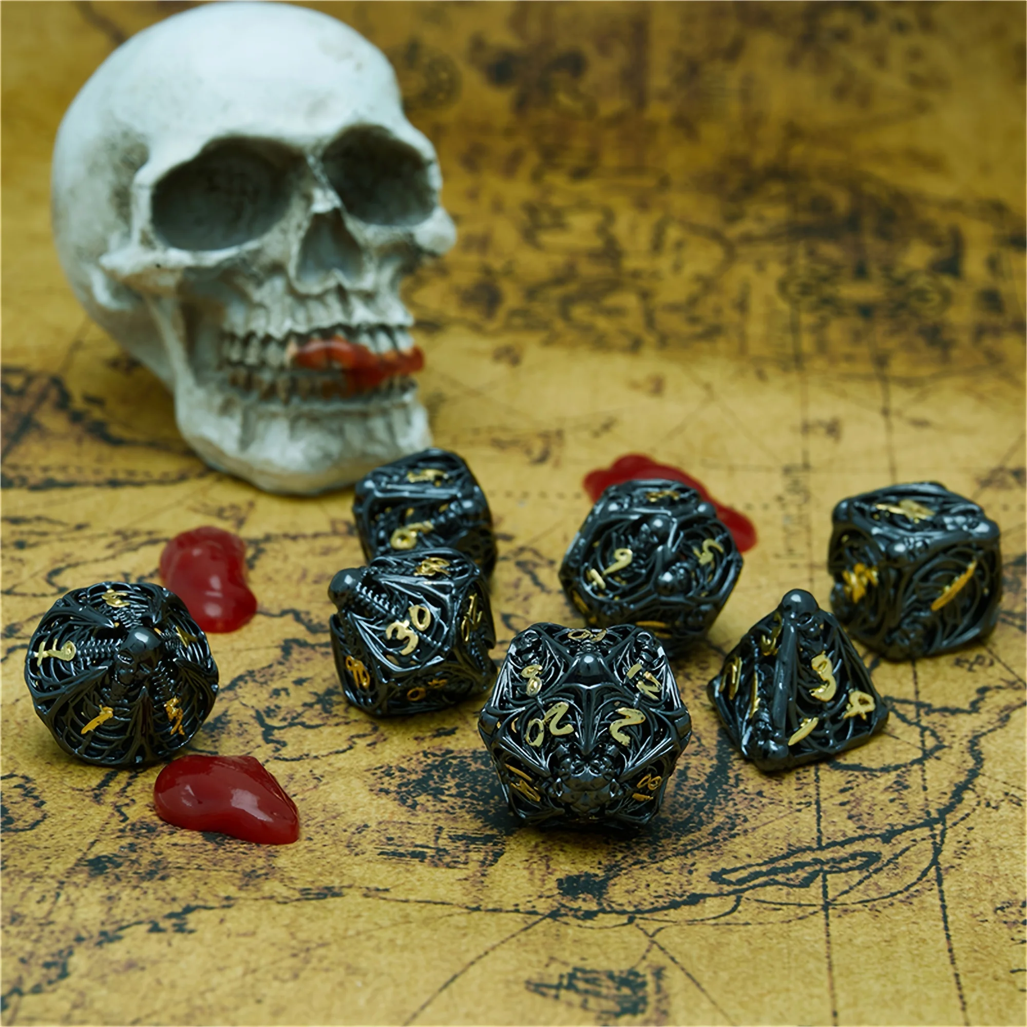 

7 Hollow Metal Dice Set Metal Multi sided Dice Metal Dice Set D&D Suitable for Large DND Dungeon and Dragon Role Playing Games