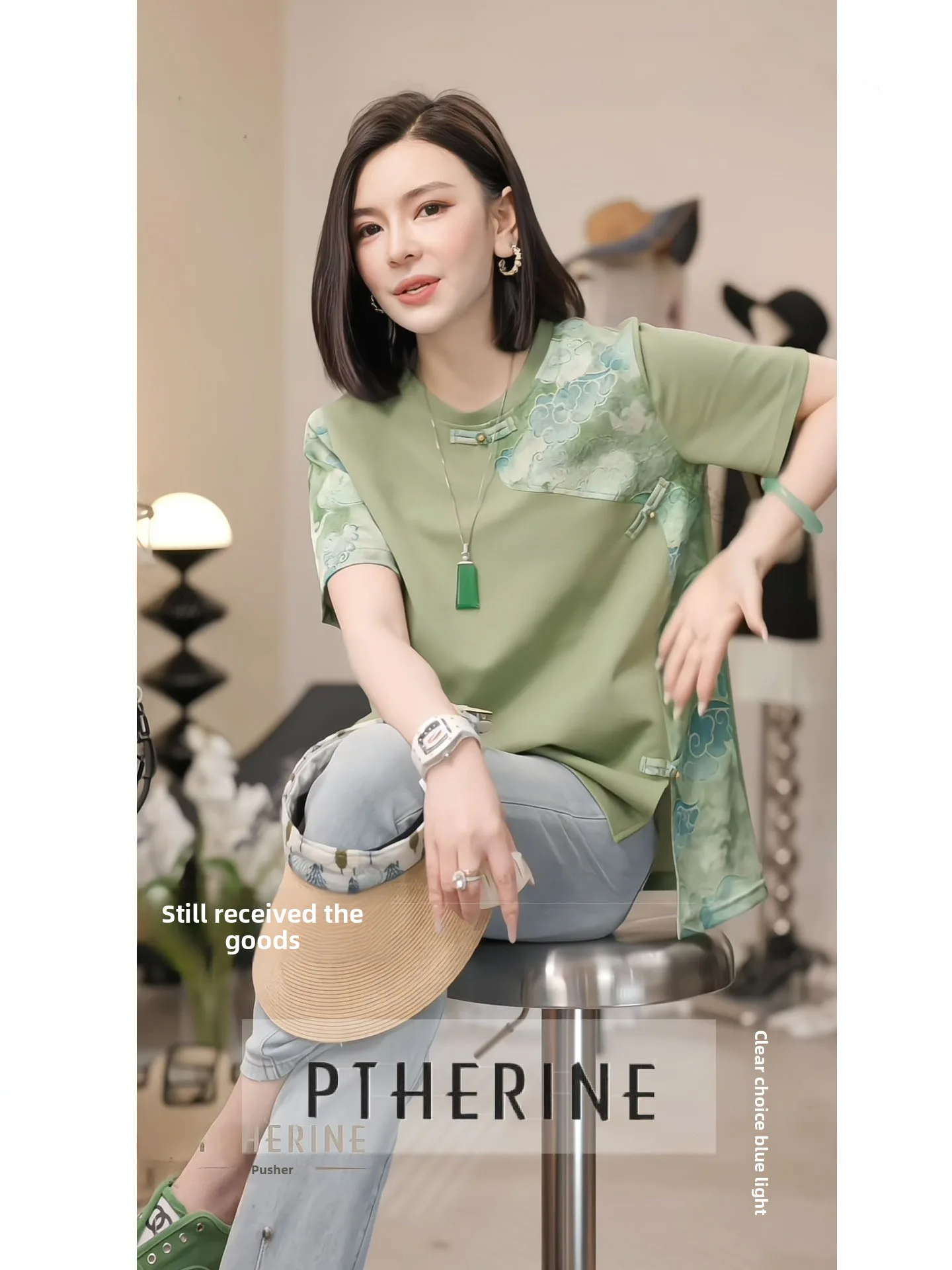 

Новая летняя женская футболка Putherine в китайском стиле с охлаждающим эффектом, на пуговицах, повседневная, с коротким рукавом, из хлопка, с круглым вырезом, свободного кроя