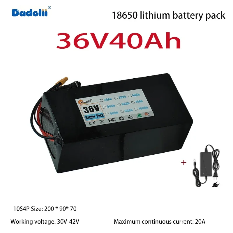 10S4P 36V40Ah حزمة بطارية ليثيوم ذات سعة كبيرة، خلايا بطارية جديدة مع عمر طويل وأداء مستقر #2