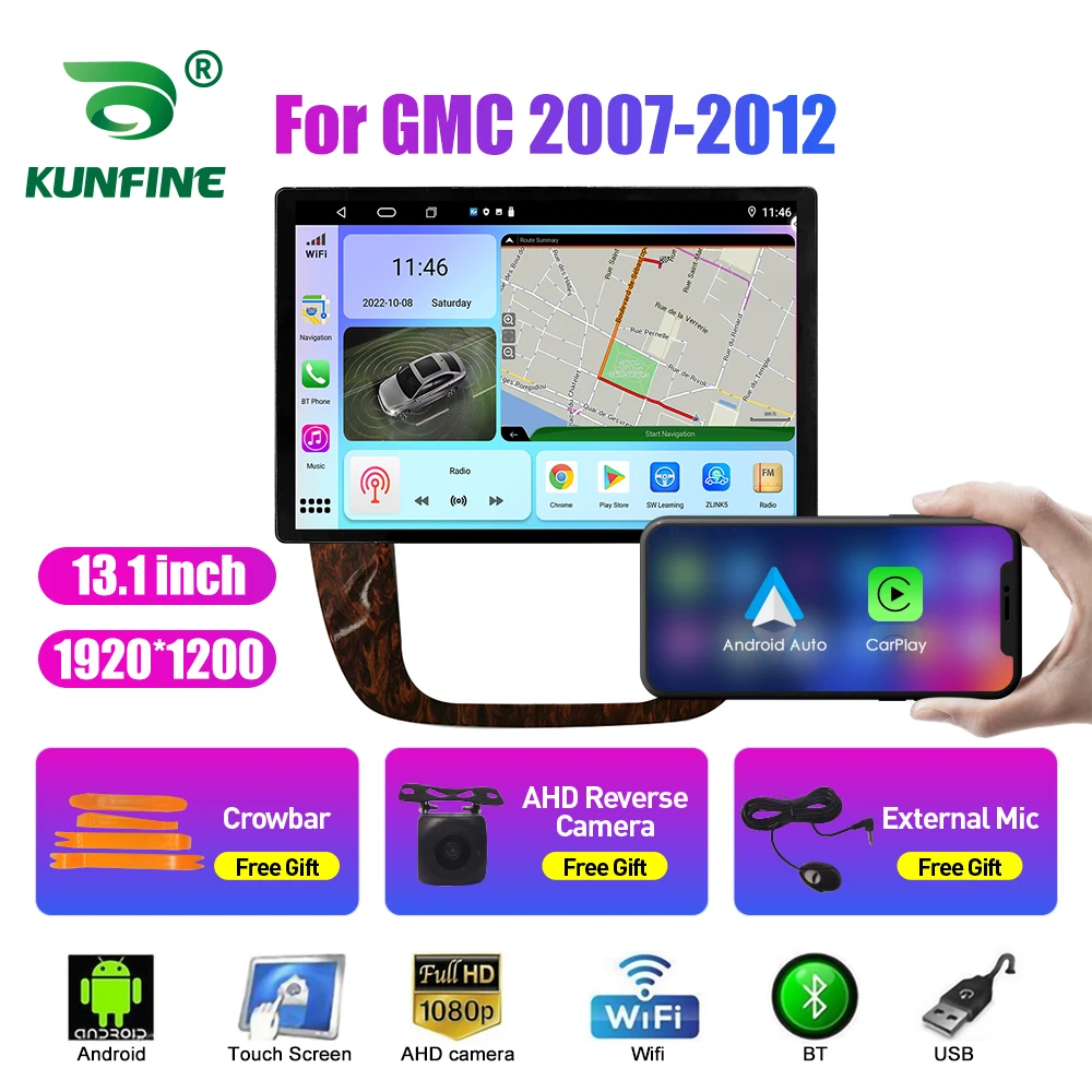 

13,1-дюймовый автомобильный радиоприемник для GMC 2007-2012, автомобильный DVD, GPS-навигатор, стерео Carplay, 2 Din, центральный мультимедийный Android Auto