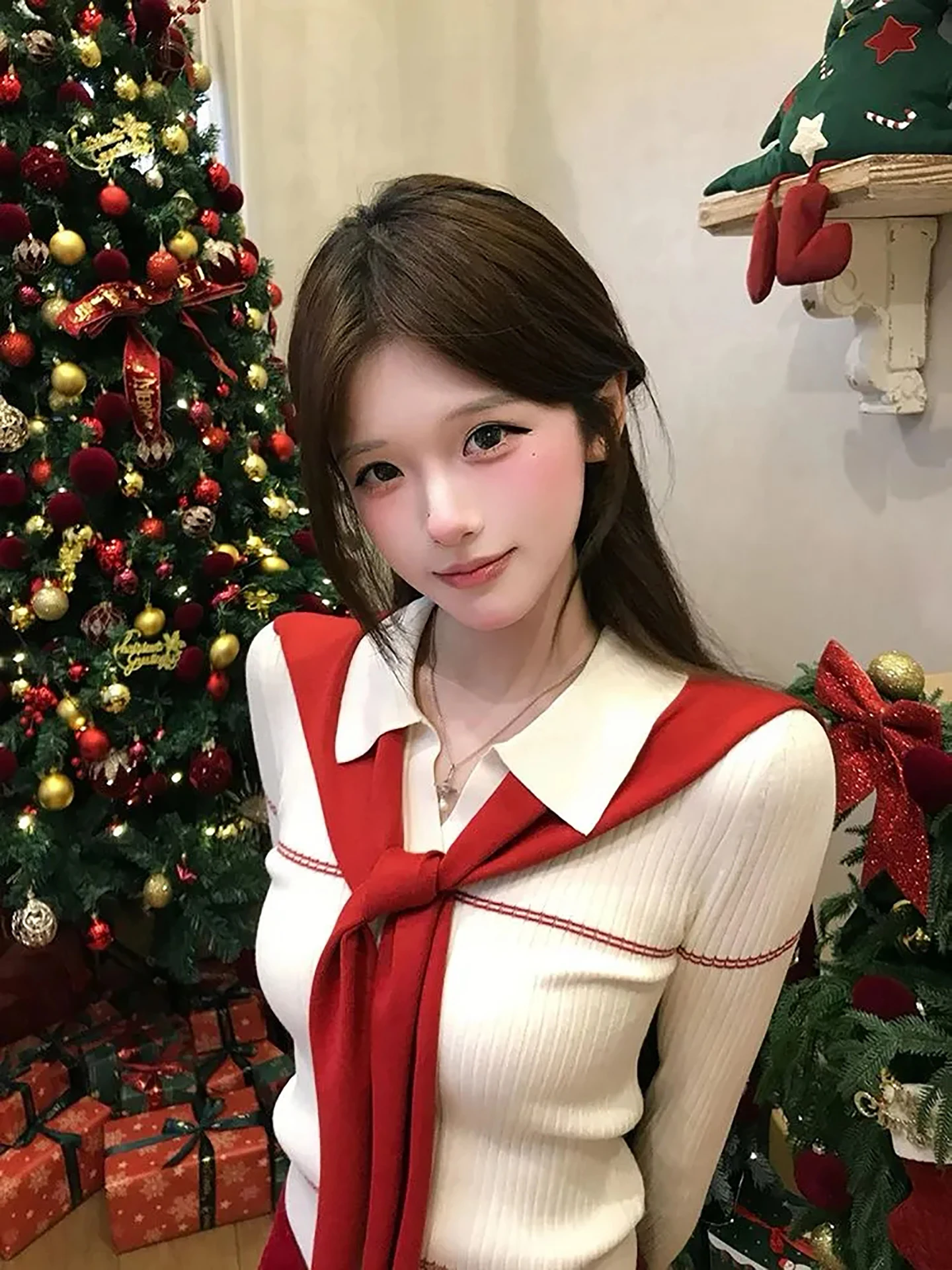 

Korean Sle Striped Knitwear Women's Faion Sensation Color Blo Design oulder awl Loose Fit Long Sve Soft Material