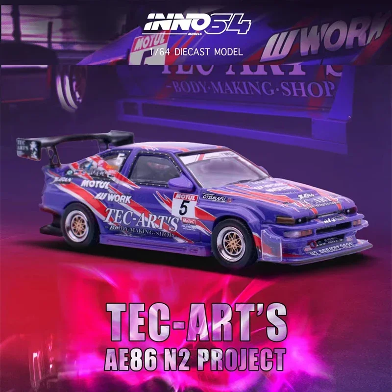 In Stock 1:64 INNO Sprinter Trueno AE86 N2 Project By Tec Art`s Diecast Diorama Car Model Collection Miniature Toys