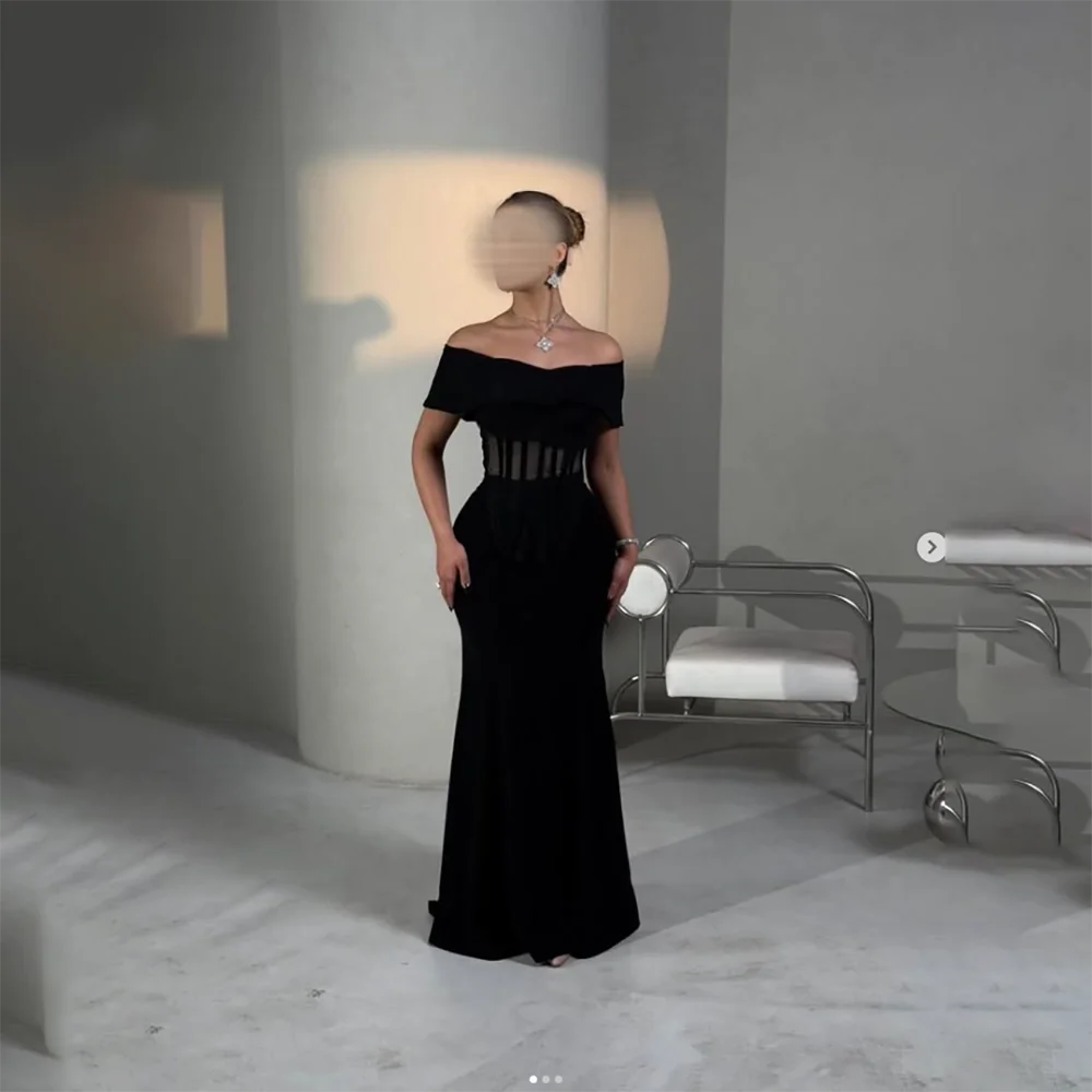 

Customized Black Evening Dress Off The Shoulder Mermaid Evening Gowns for Women Jersey Modern Formal Party Gown 2026