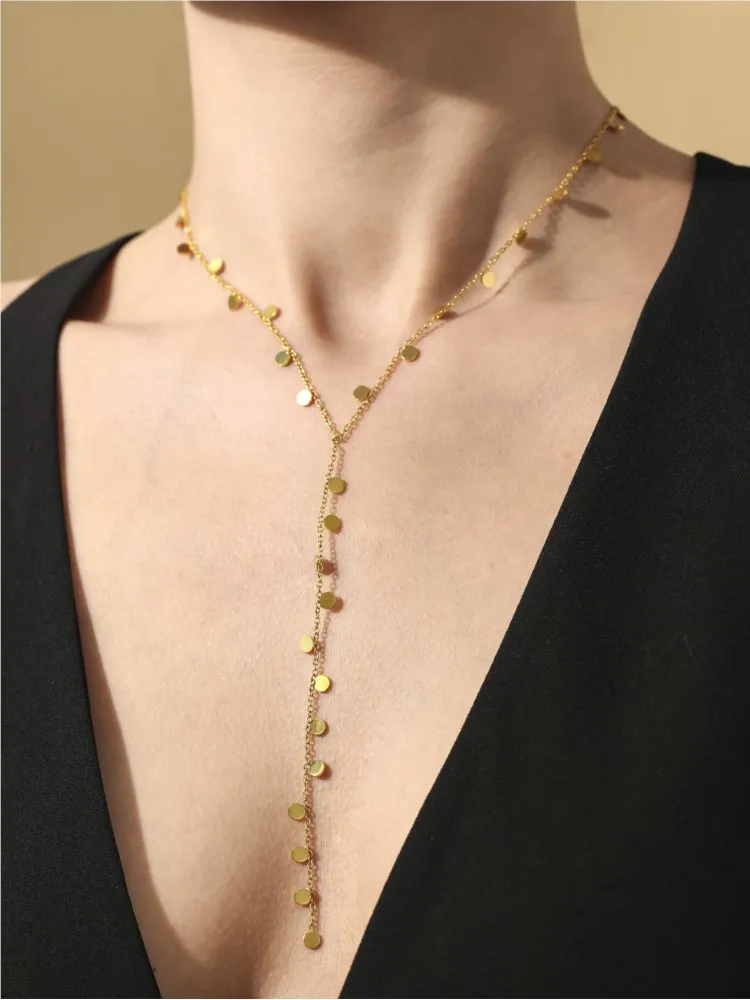 Multi Models Long Tassel Necklaces In Stainless Steel With 18k Gold Plated Waterproof Non Tarnish Chains Necklace For Women