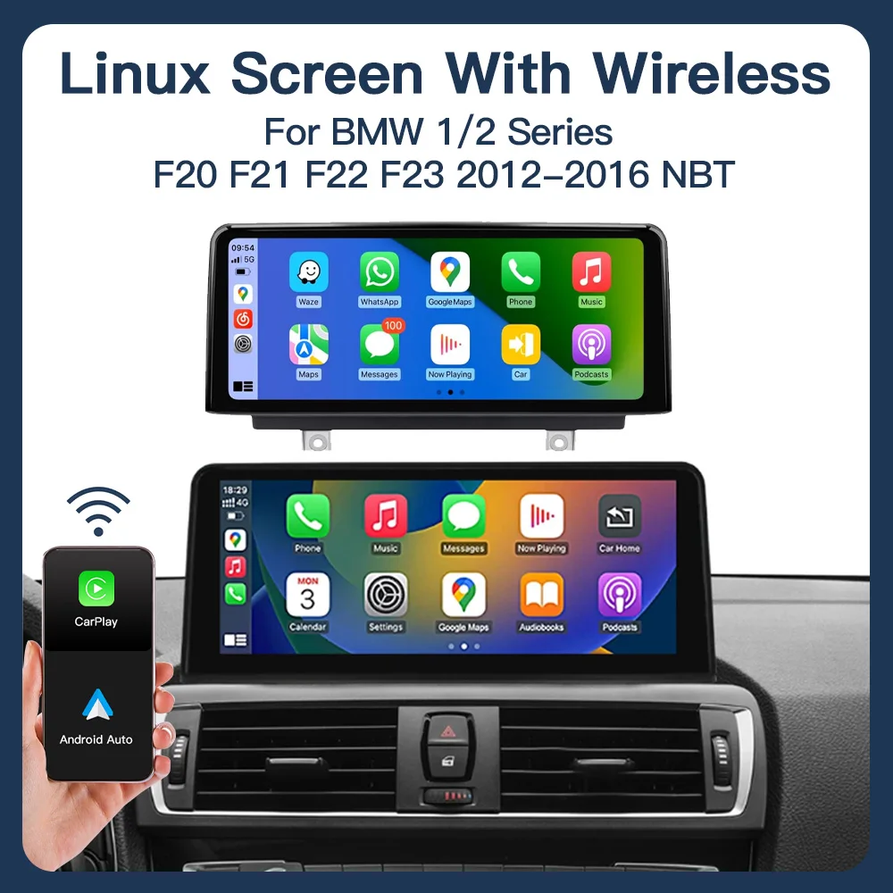 Autoabc10.25'' Wireless Carplay Android Auto Display Touch Screen 3/4 Series F30 F31 F32 F33 F36 NBT Linux Screen