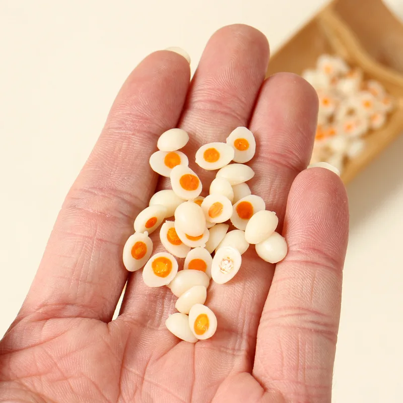 10pcs 1.5cm/0.9cm Simulated Mini Boiled Egg DIY Game Model Handmade Clay Accessories Miniature Dollhouse Decorations