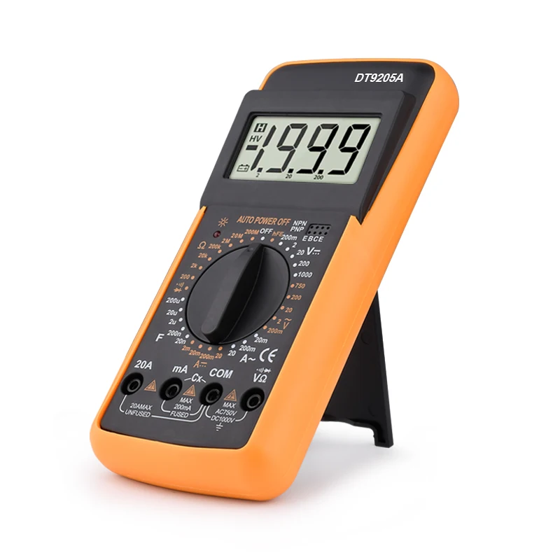 Professional Multimeter DT9205A Digital Tester Manual Range Voltage Meter TRMS Hz Ohm Transistor Tester Electrician Tool