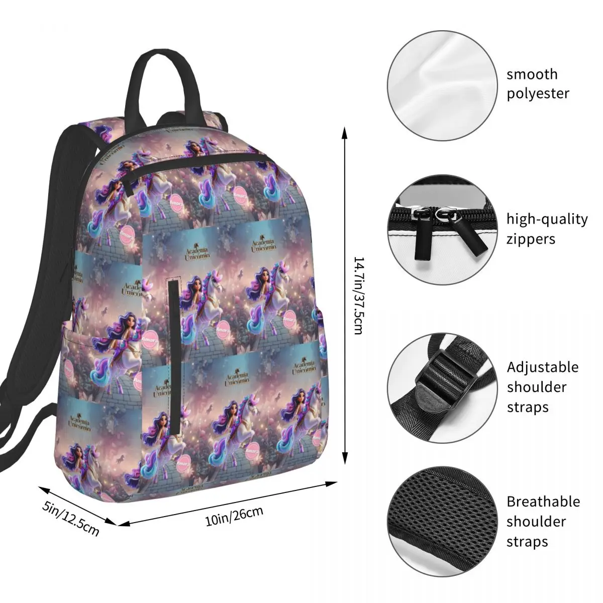 Unicorn Academy Backpack Student BookBag Children School Bag Computer Shoulder Bags Boys Girls