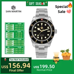 San Martin 40mm NH35 Reloj de buceo automático para hombres 20ATM impermeable BB58 Reloj de pulsera de zafiro BGW-X1 C3 Reloj luminoso Reloj SN0008C