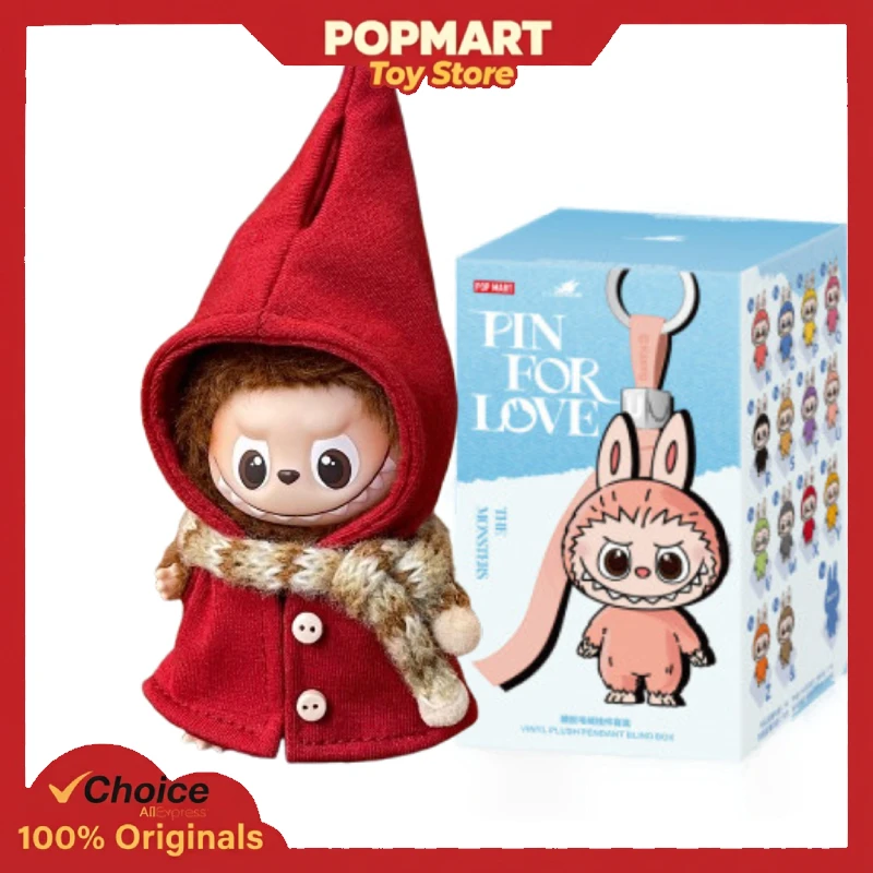 

POP MART Mini LABUBU V4 Pin for Love Red Cape Аутентичная оригинальная фигурка Набор булавок с коллекцией аксессуаров Подарок для друзей