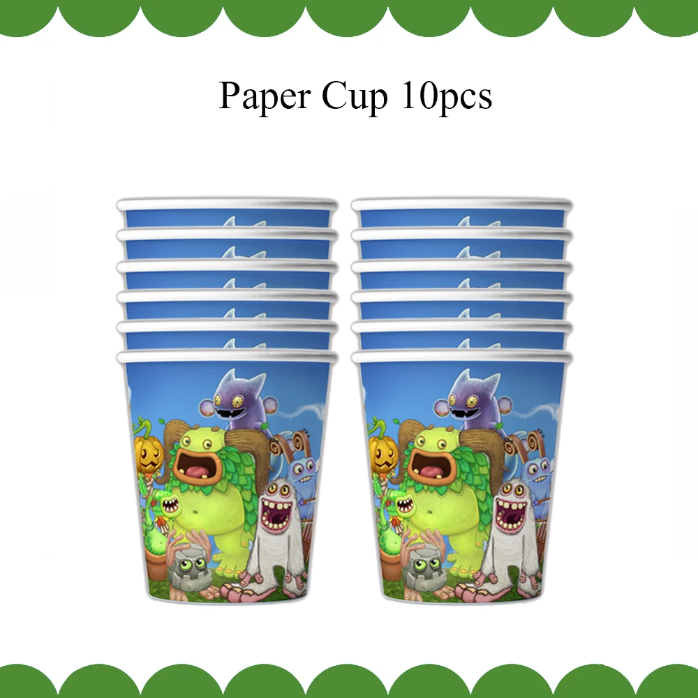 My Singing Monsters Party Paper Cup Plate Balloons Tablecloth for Kid Birthday Music Game Party Decor Baby Shower Supplies