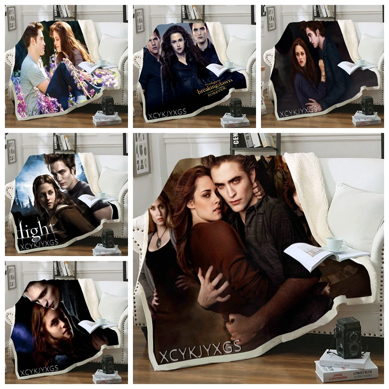 phechion The Twilight Saga 3D Printing Plush Fleece Blanket Adult Fashion Quilt Home Office Casual Kids Girls Sherpa Blanket B44