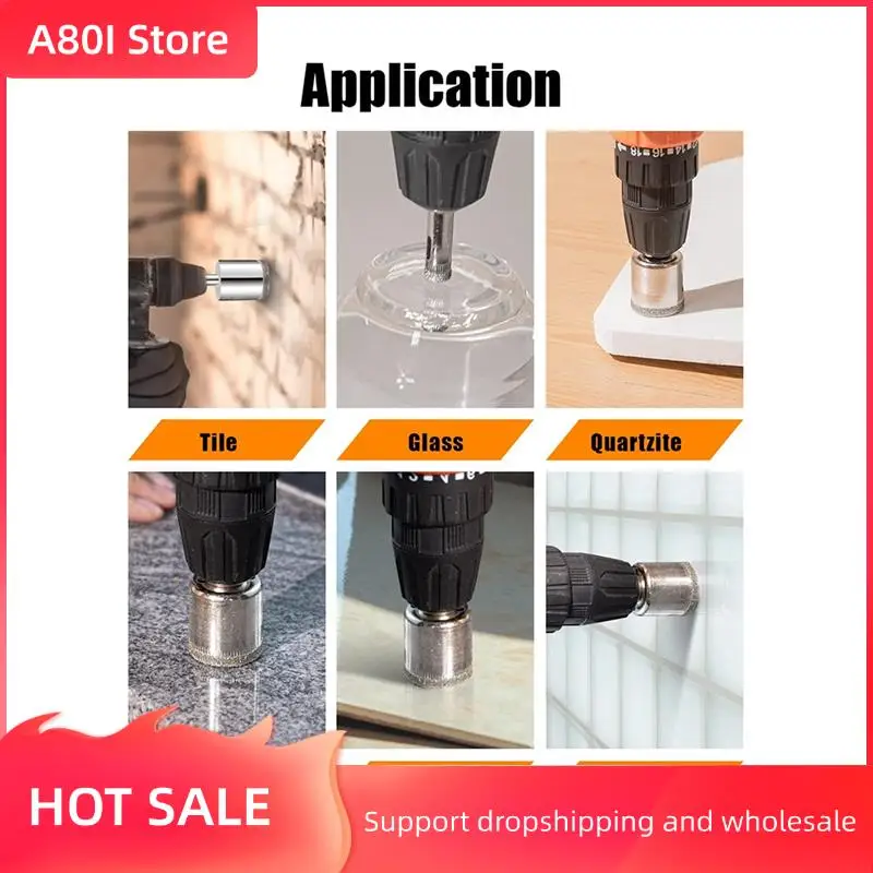 

A80I 10PC Diamond Hole Saw Set Glass Drill Bit For Tile Porcelain Marble Granite Stone Bottles