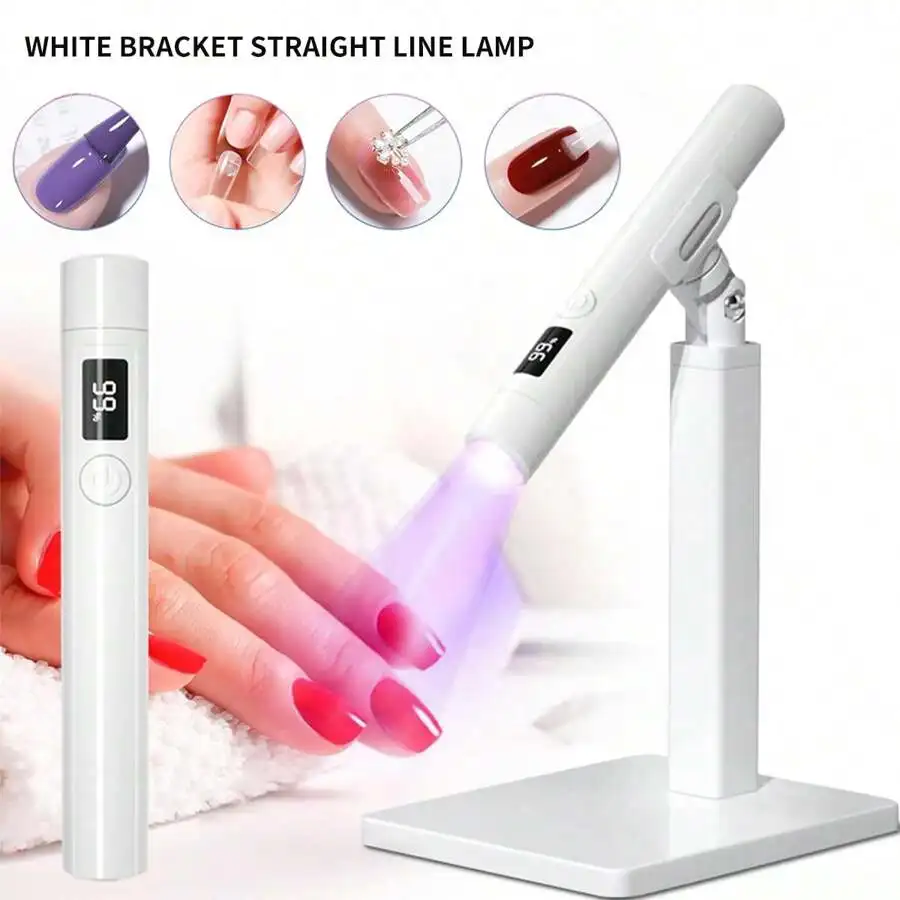 

White Mini Handheld Manicure Word Lamp Without Screen Display And Bracket 360 Degrees Rotary Multifunctional Rack Stick Nail