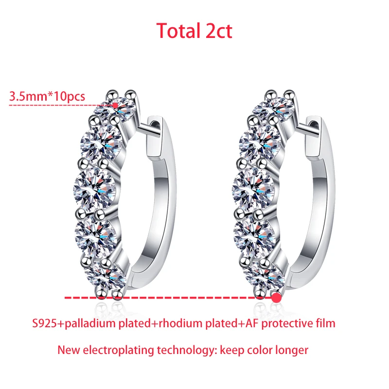 Imagem -05 - Smyoue 3.5 mm 0.2ct Moissanite Hoop Brincos para o Casamento Feminino Espumante Simulado Diamante Brinco S925 Prata Esterlina Jóias