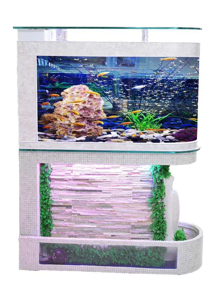 Water curtain wall porch fish tank aquarium ecological water screen glass living room