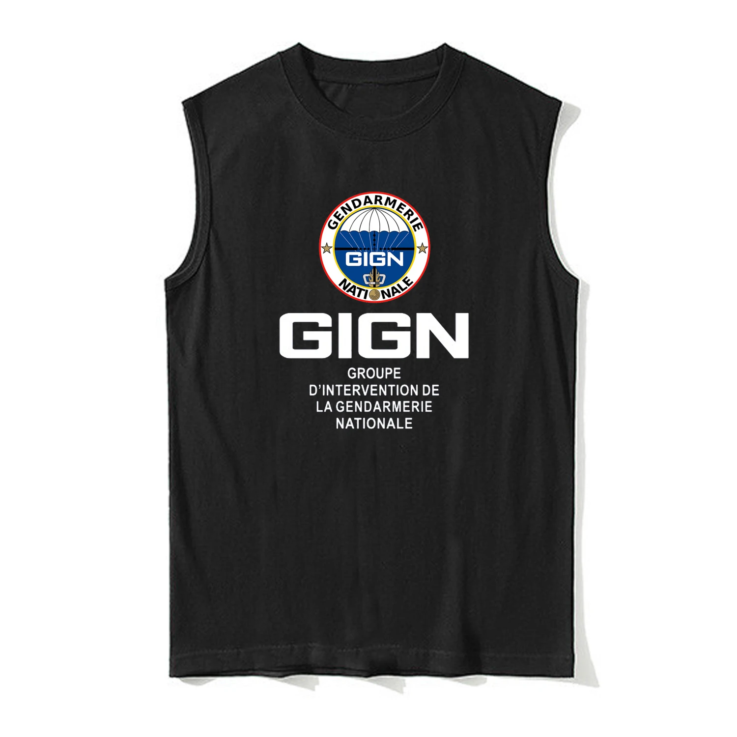 French National Gendarmerie Intervention Group GIGN Elite Unit Vest 100% Cotton O-Neck Tanktops Casual Mens Sleeveless T-shirt