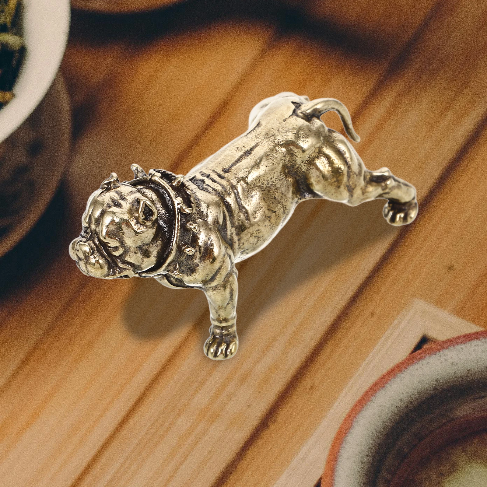 

Vintage Brass Dog Decor Miniature Table Statue Unique Creative Design Exquisite Detail Sturdy Home Office Adornment
