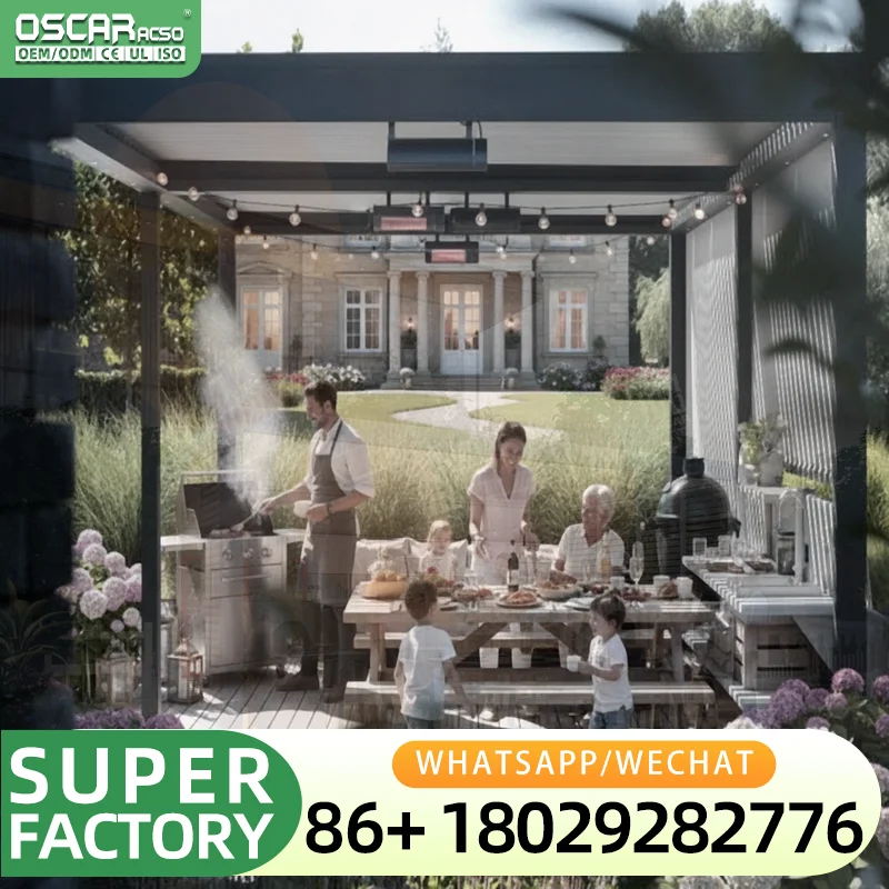 High Quality Customizable Outdoor Aluminum Structure with Waterproof Blinds for Garden Balcony and Patio pergola