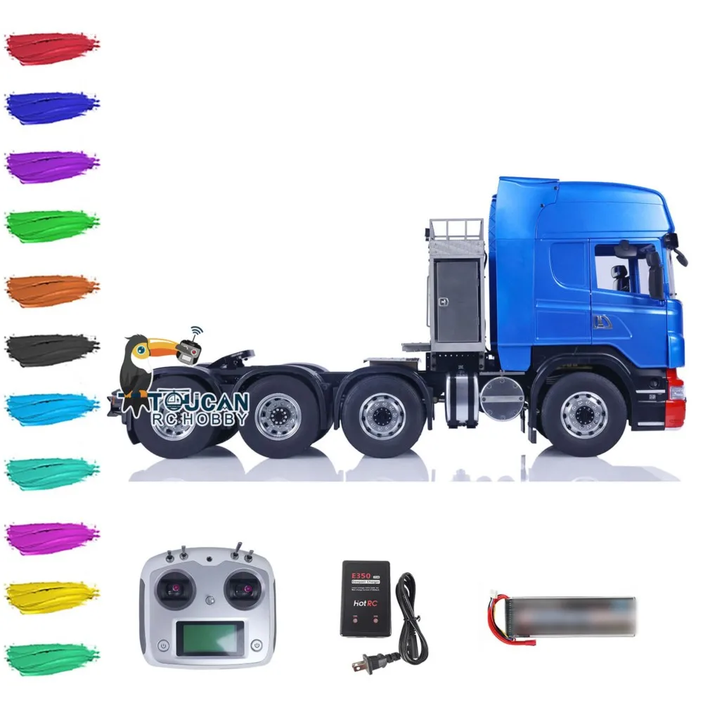 1/14 LESU chasis de Metal RC Tractor camión 8x8 RTR DIY pintado acabado Control remoto luces de sonido de coche para regalos de niños THZH1649