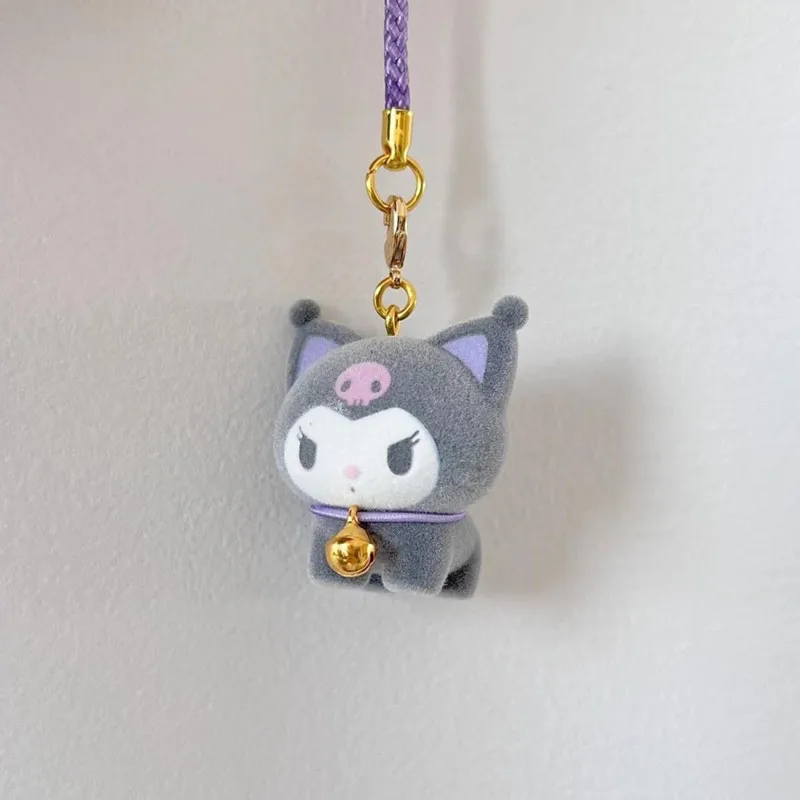 Porte-clés en peluche Kuromi pour sac à dos, accessoires de dessin animé, pendentif de voiture, jouets Kawaii, cadeau pour fille