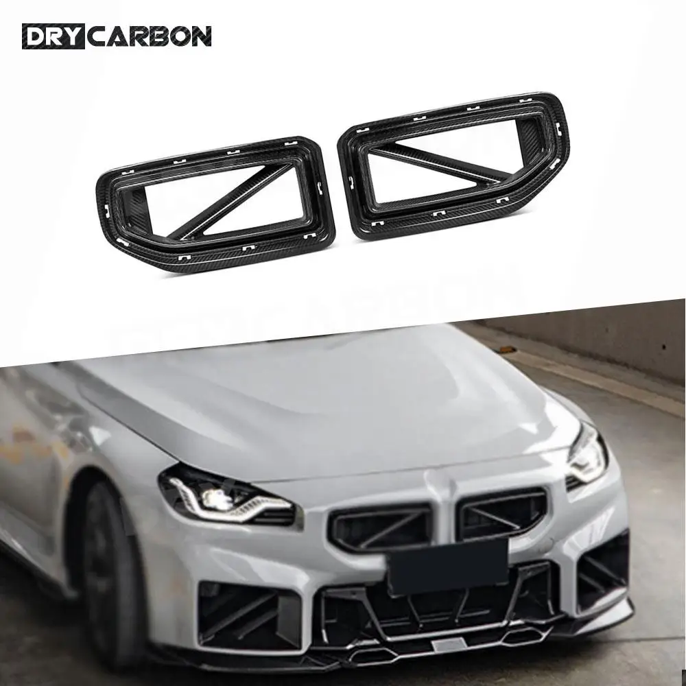 For BMW M2 G87 2022+ S Style Carbon Fiber Racing Grills Front Bumper Air Vent Cover Trim Foglamp Mesh Grill Frame Body Kits