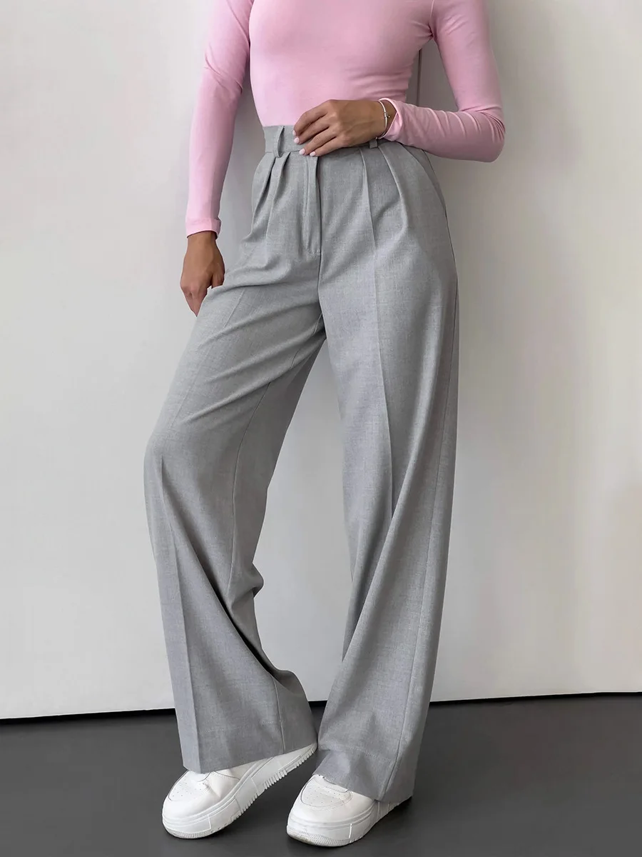 

Bornladies Spring/Summer New Slim Fit Straight Leg Suit Pants Women's Design High Waist Trousers Office Lady Chic Suit Pants