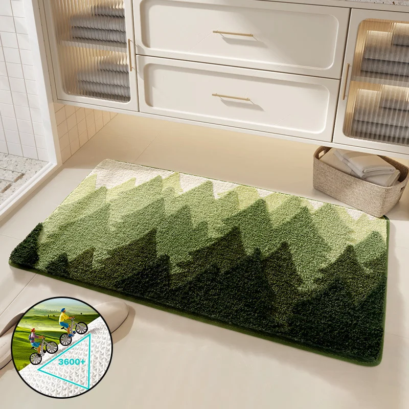 Aesthetic Light Luxury Carpet Wave Blue Ocean Bathroom Bedside Rug Non-slip Comfortable Soft Plush Floor Mat Home Decor Door Mat