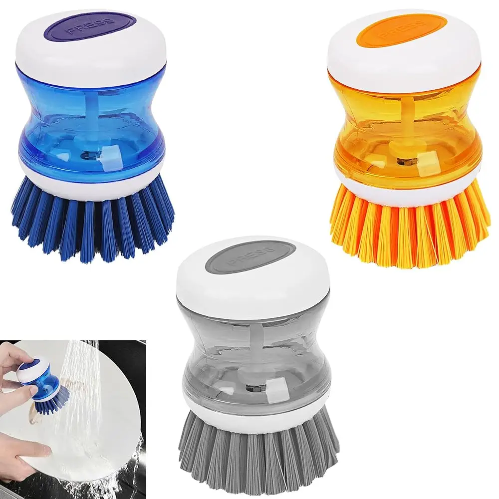 

Набор из 3 щеток для мытья посуды с дозатором для мыла, цветные щетки для кухонной раковины, кастрюль и сковородок