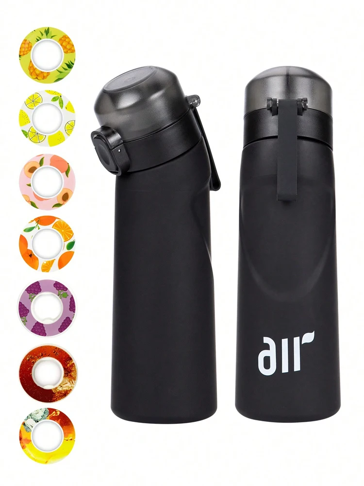 1pc Luft Wasser Flasche Mit 1pc Zufällige Runde Form Geschmack Pod Sport Stroh Kunststoff Tasse Auslaufsicher Outdoor reise Sport Flaschen