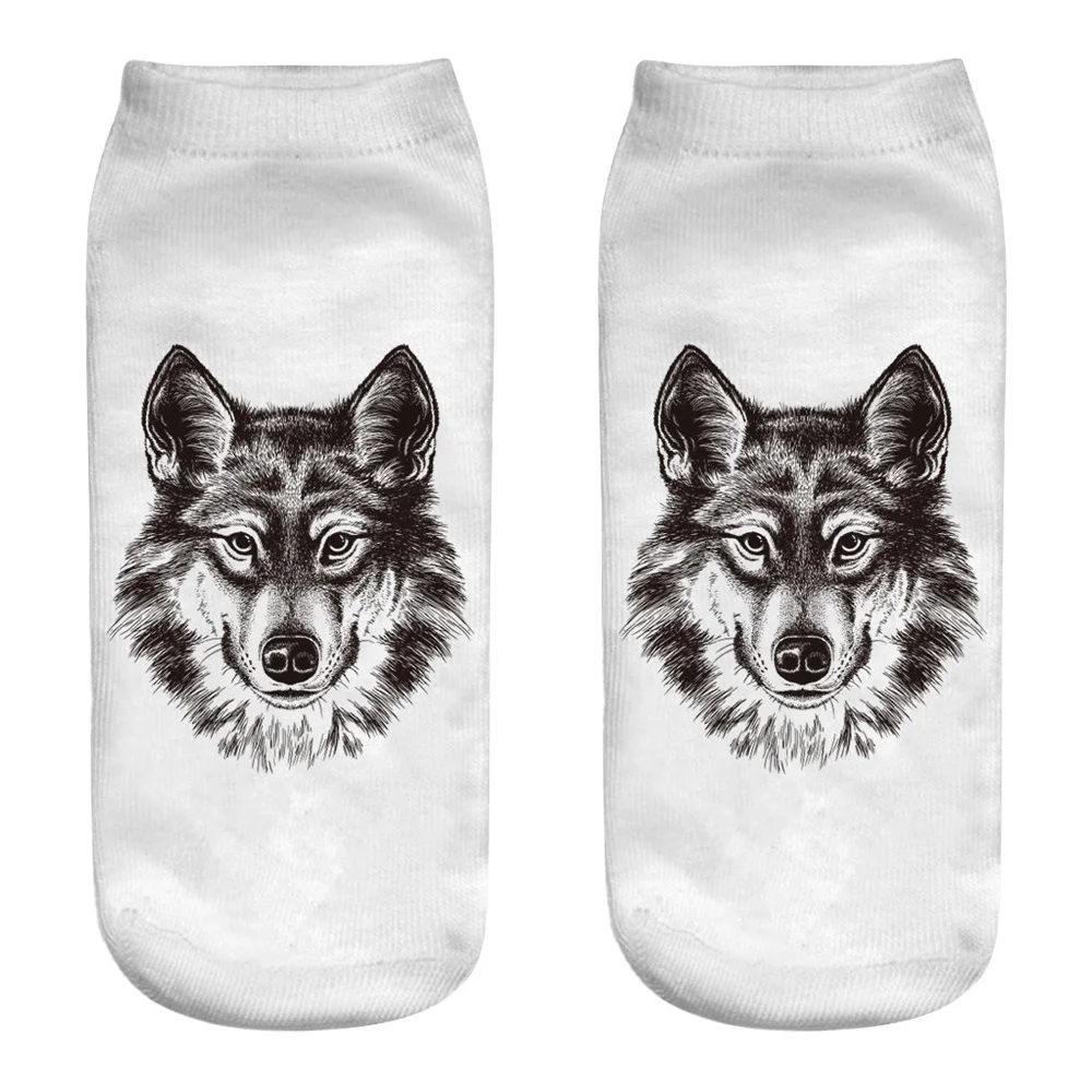 Wild Wolf Series Unisex Sox Women\'s Funny Cartoon Animal Cute 3D Print Ankle Socks Hot Fashion Punk Gothic Club Sokken